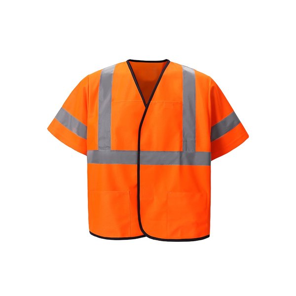 2W International Class 3 Light Weight Safety Vest, Large/X-Large, Orange, Class 3 EN333C-3 L/XL